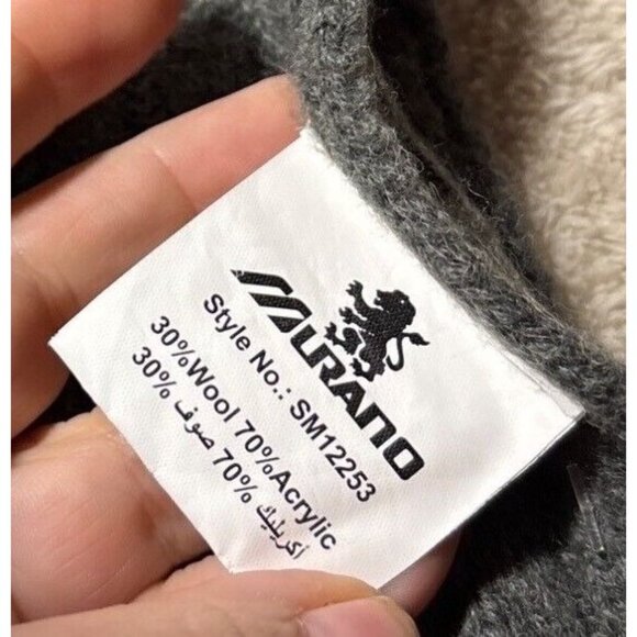 Murano Scarf Wool Blend Cable Knit Men In Dark Gray Charcoal 8 X 64" - Picture 7 of 9